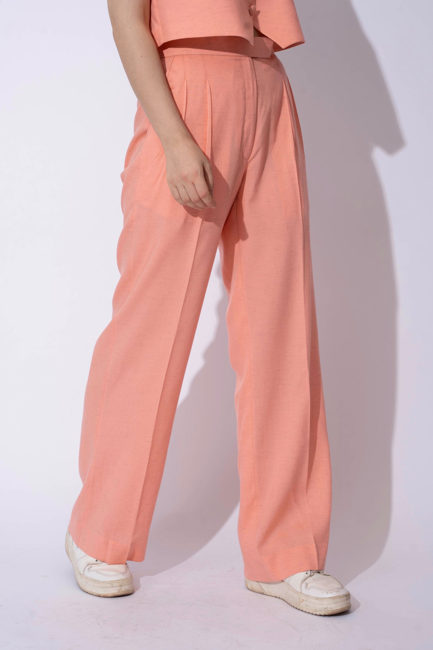 PEACH LINEN WAISTCOAT WITH PANTS