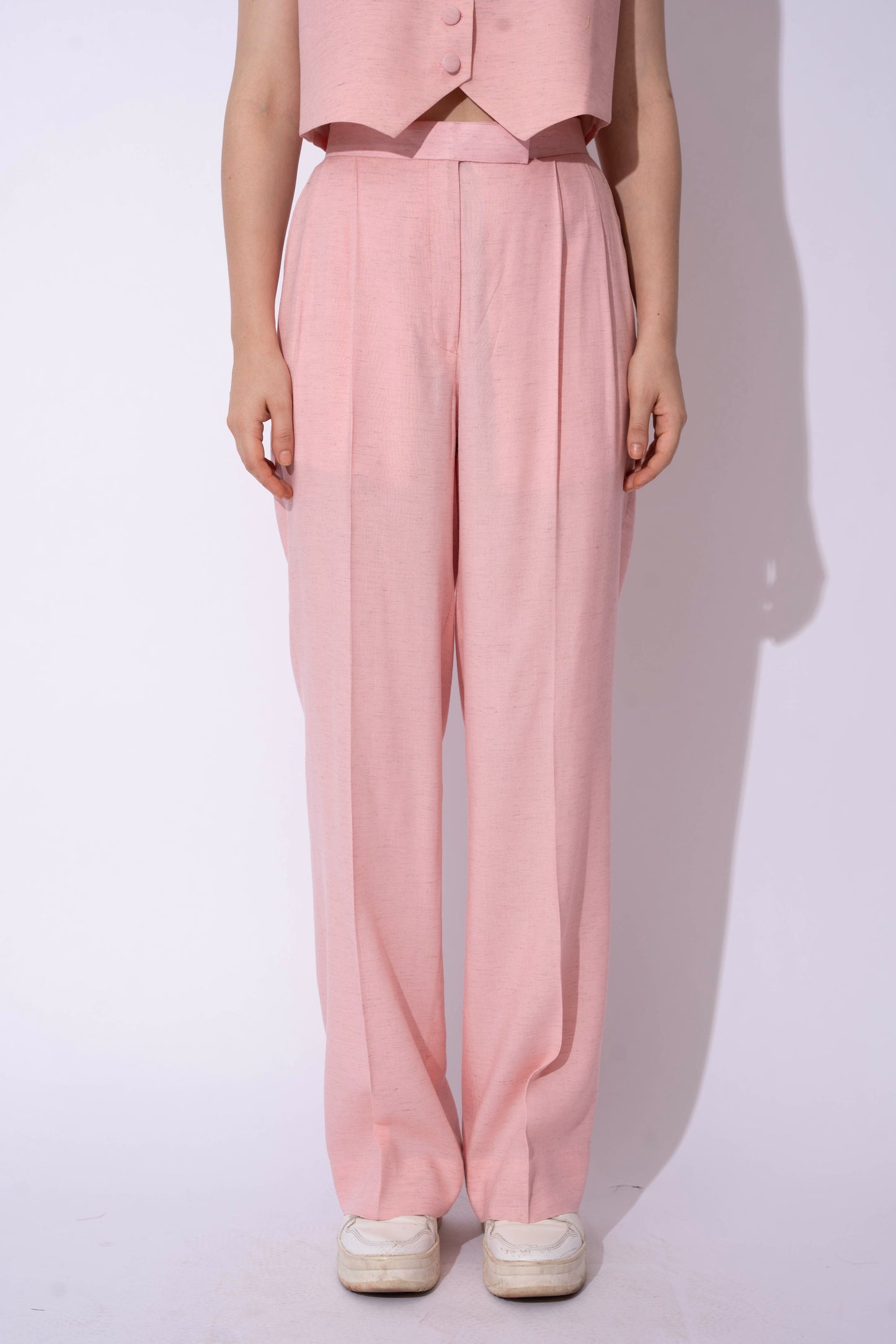 BABY PINK LINEN WAISTCOAT WITH PANTS