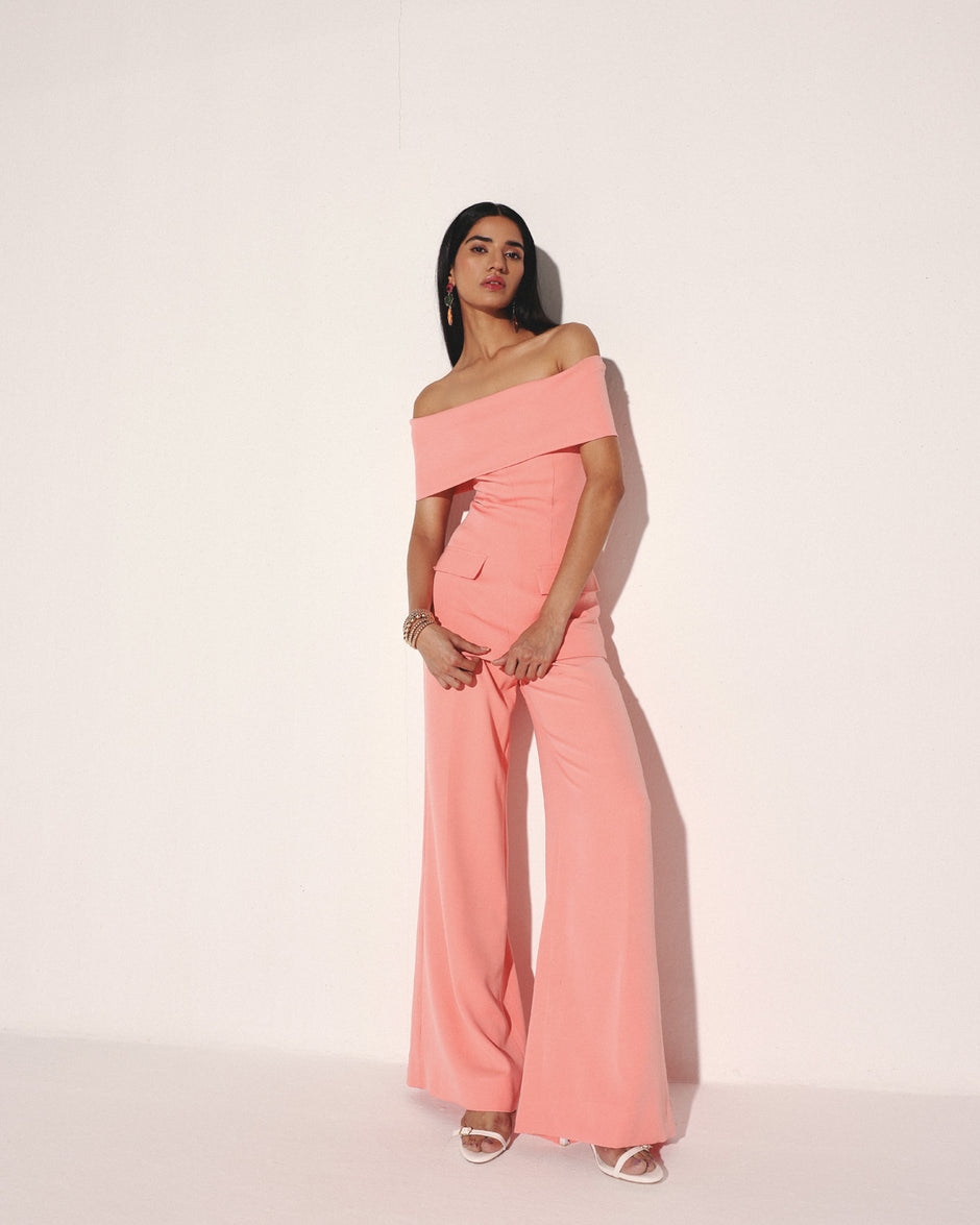THE WRAPPED UP PANTSUIT IN PEACH