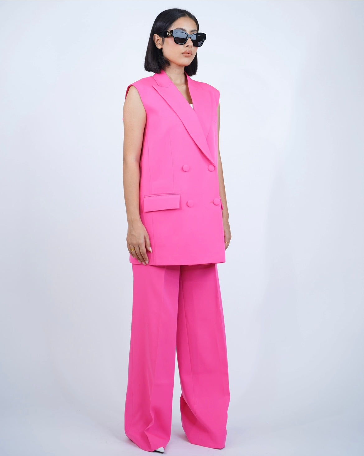 Hot Pink Sleeveless Pantsuit