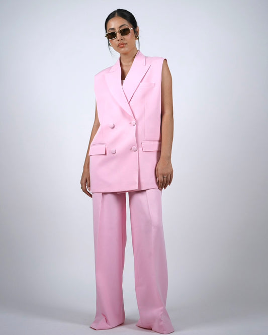 Baby Pink Sleeveless Pantsuit