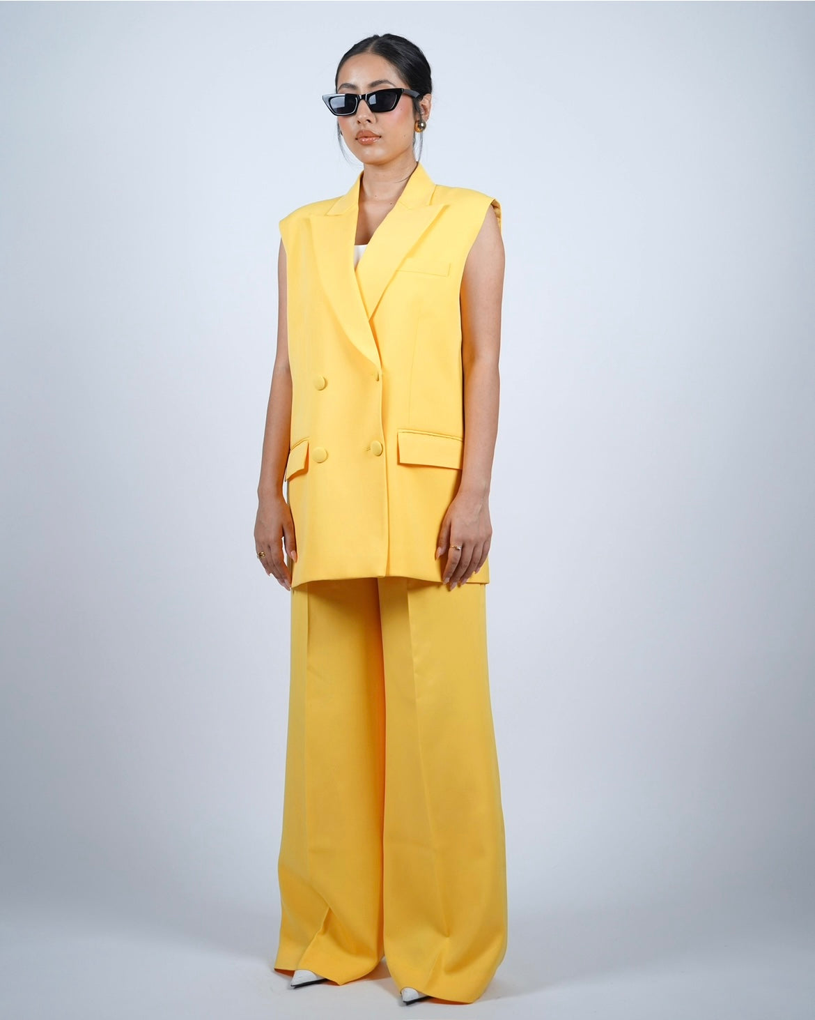 Yellow Sleeveless Pantsuit