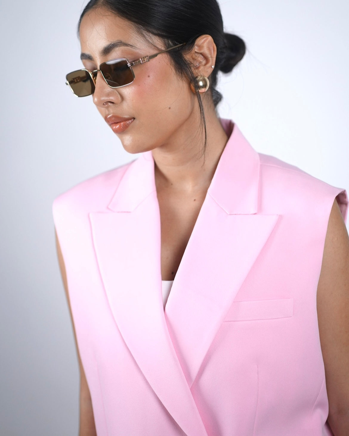 Baby Pink Sleeveless Blazer