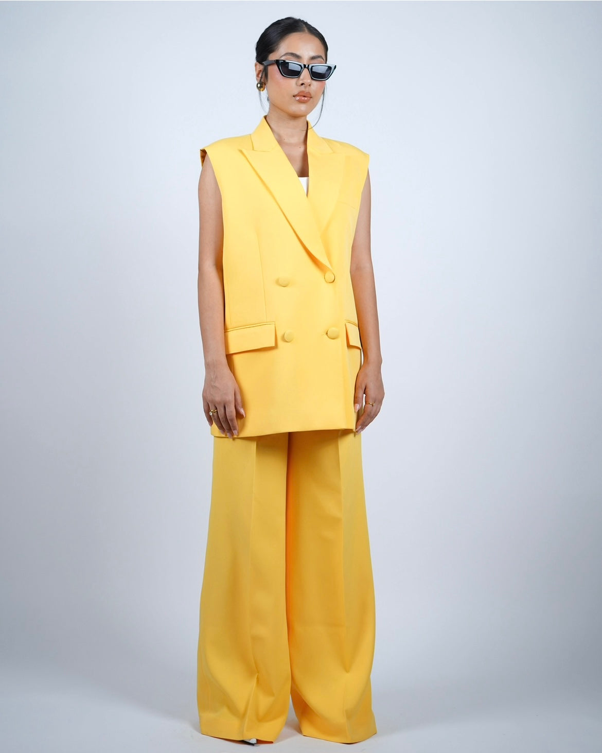 Yellow Sleeveless Pantsuit