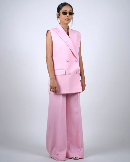 Baby Pink Sleeveless Pantsuit