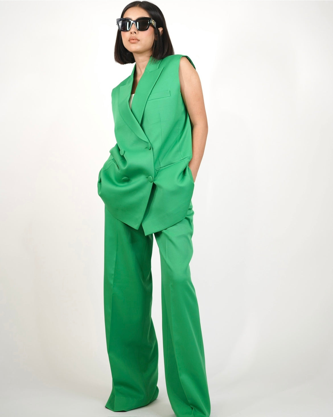 Green Sleeveless Pantsuit