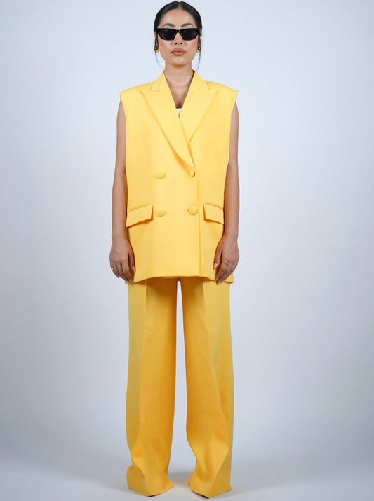 Yellow Sleeveless Pantsuit