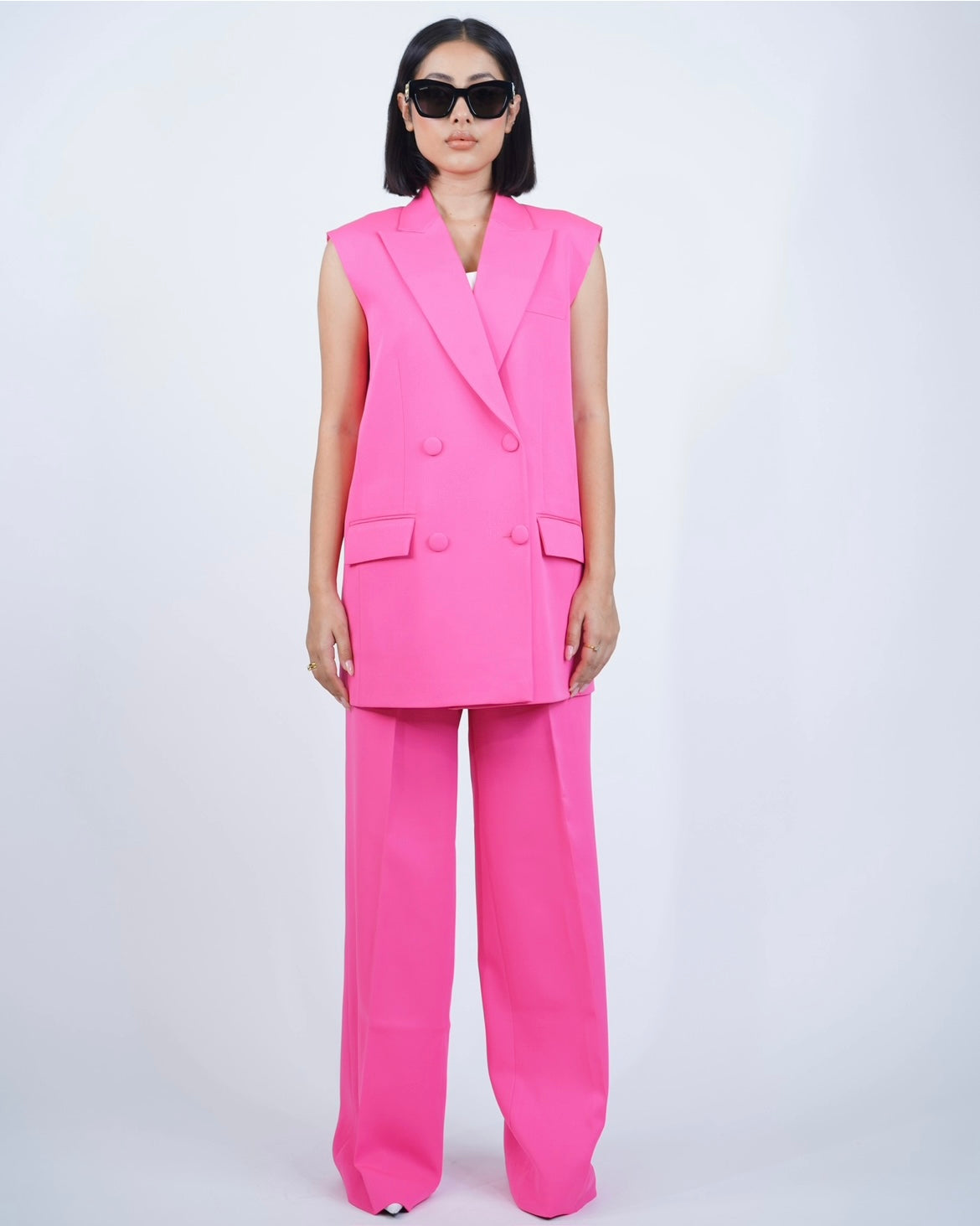 Hot Pink Sleeveless Pantsuit