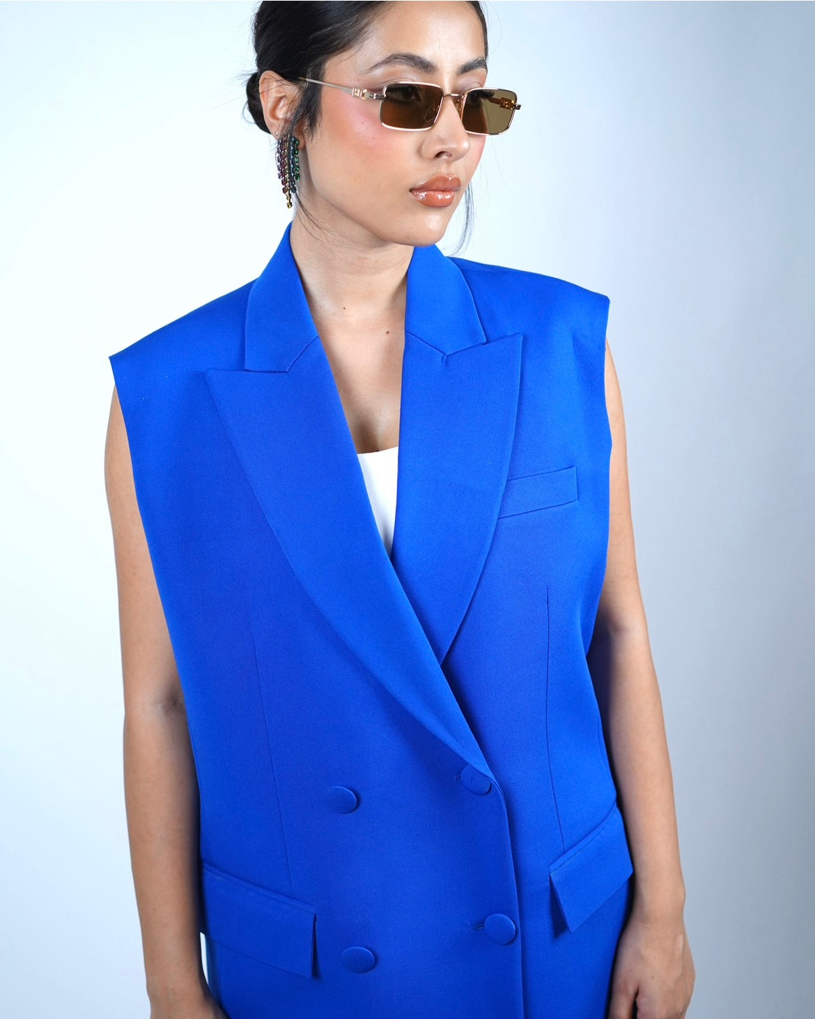 Blue Sleeveless Pantsuit