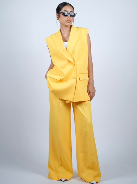 Yellow Sleeveless Pantsuit