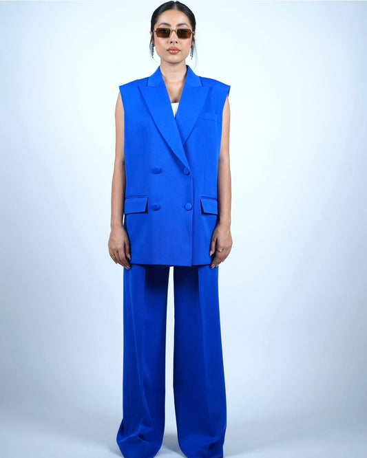 Blue Sleeveless Pantsuit