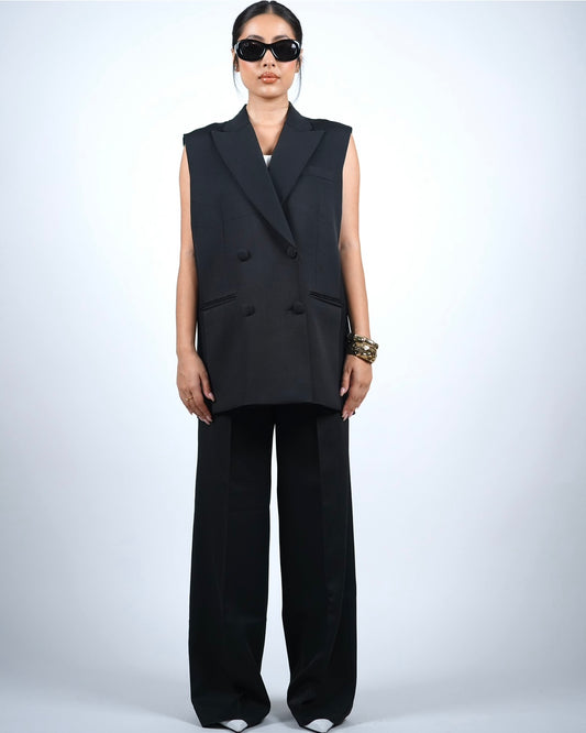 Black Sleeveless Pantsuit