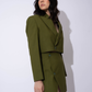 OLIVE GREEN LINEN CROP BLAZER