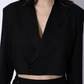 BLACK LINEN CROP BLAZER