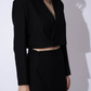 BLACK LINEN CROP BLAZER