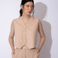 BEIGE LINEN WAISTCOAT TOP