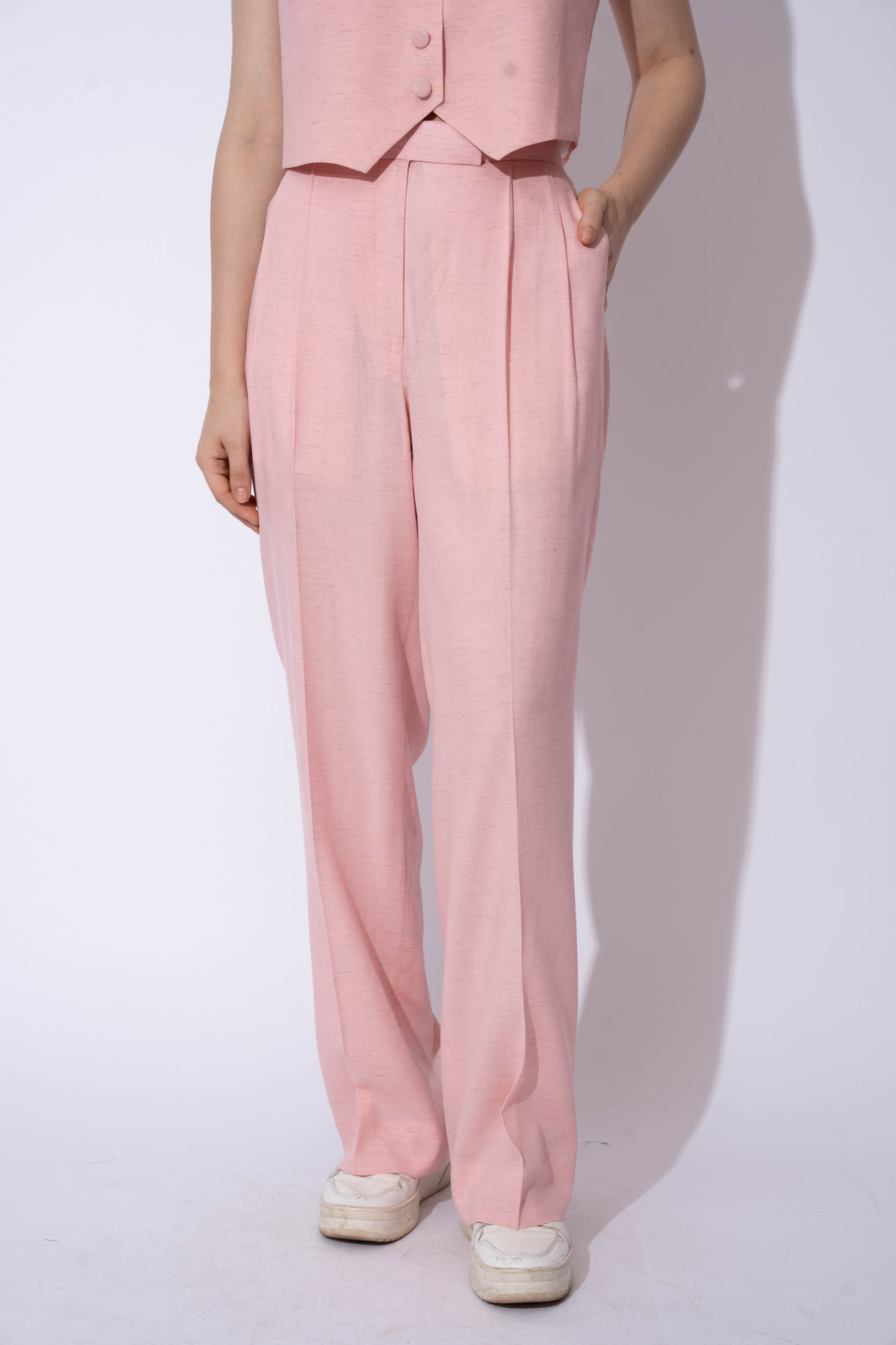 BABY PINK LINEN PANTS