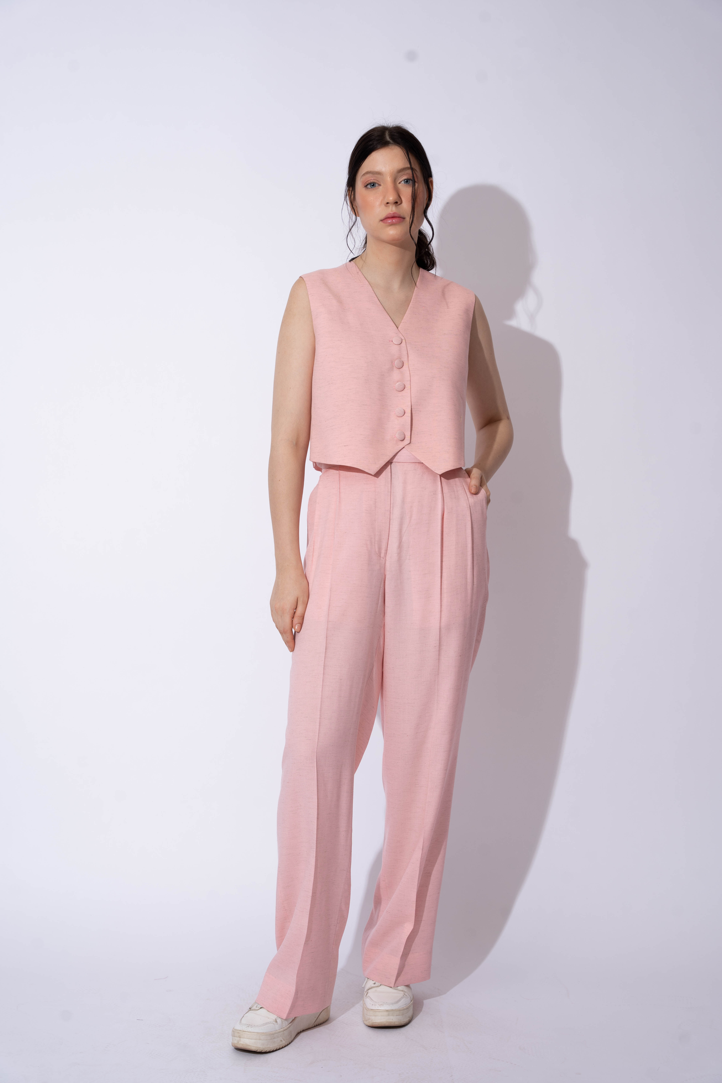 BABY PINK LINEN PANTS