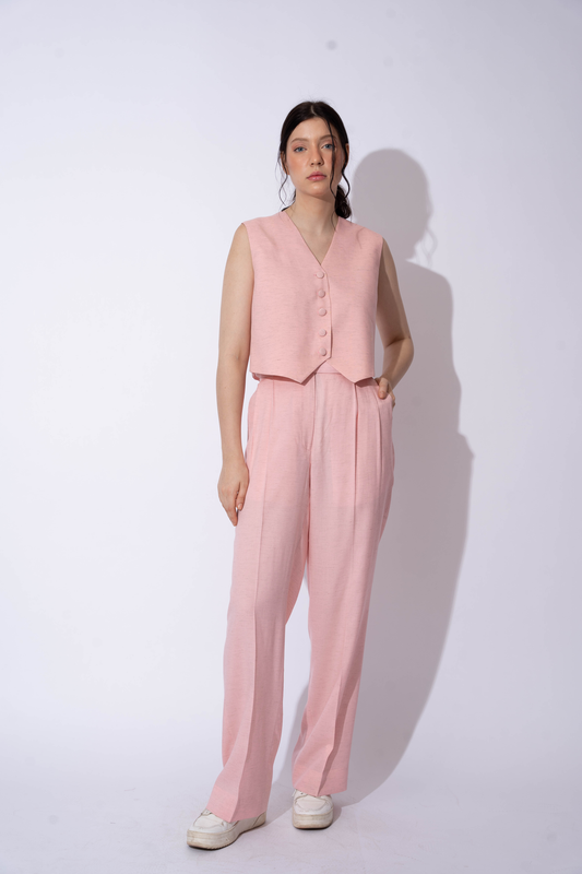 BABY PINK LINEN PANTS