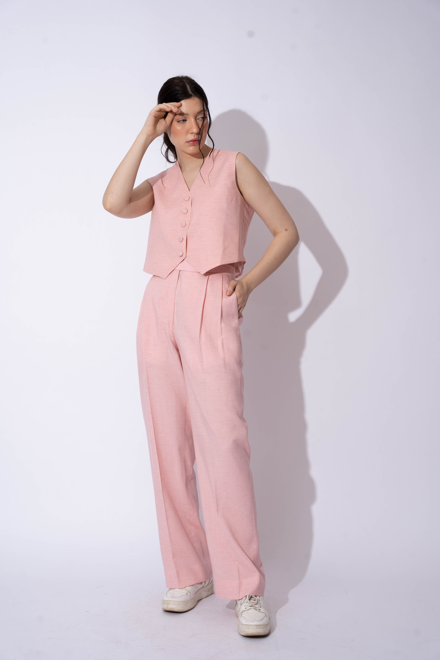 BABY PINK LINEN PANTS