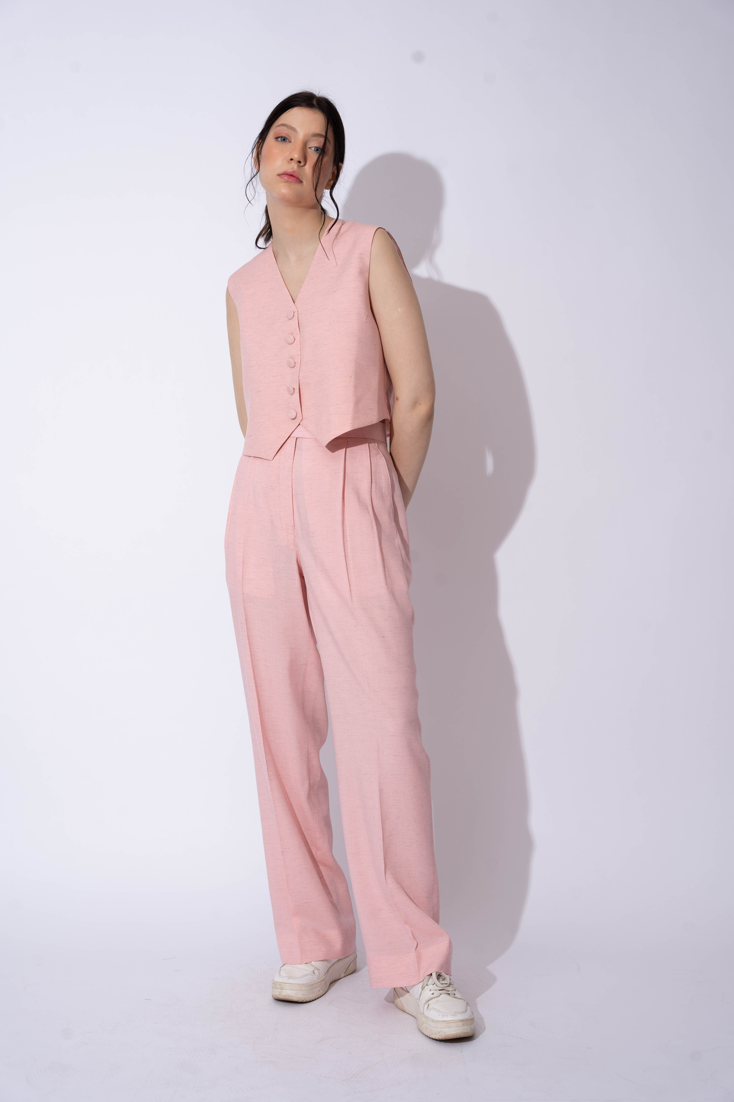 BABY PINK LINEN PANTS