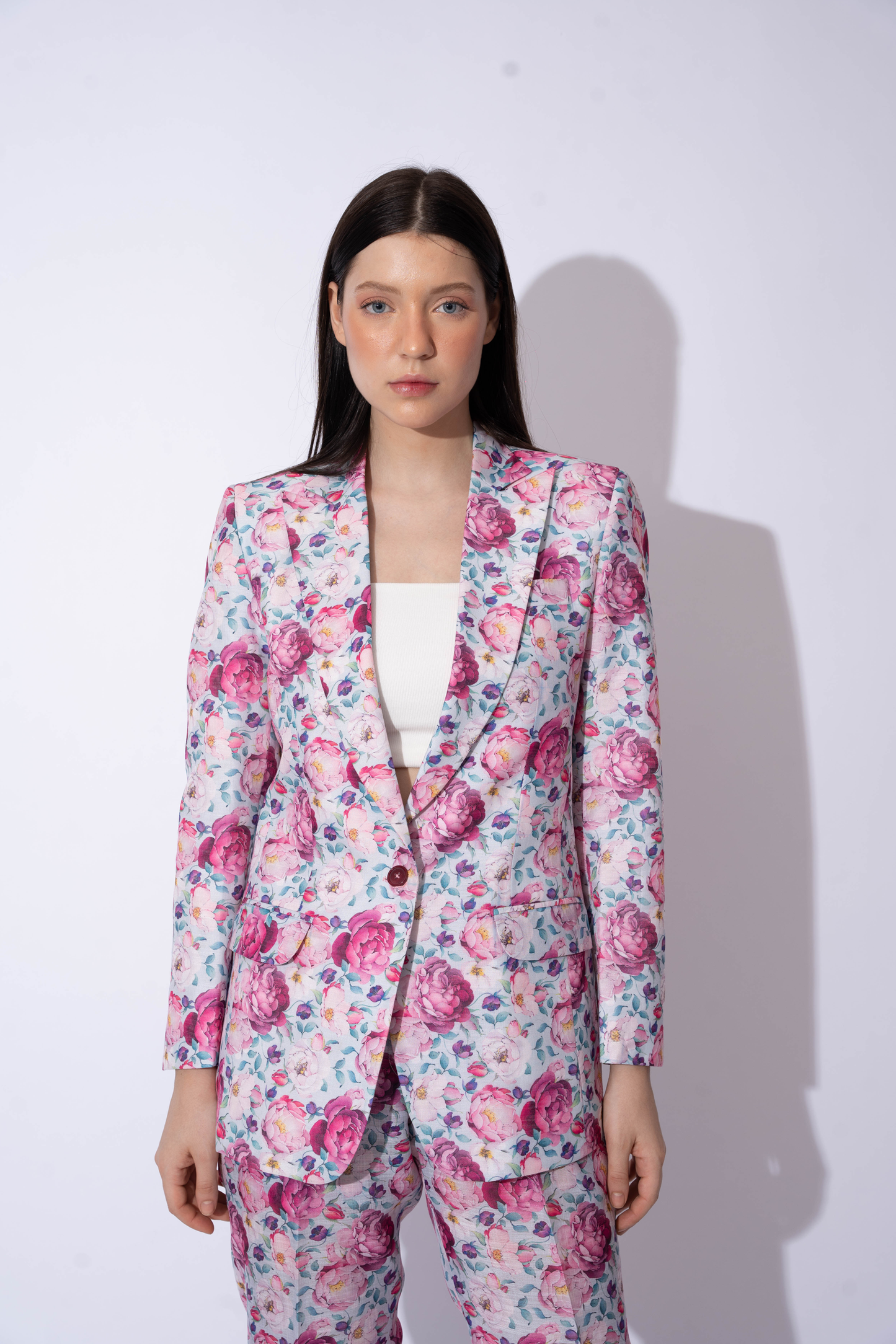 FLORAL LINEN BLAZER