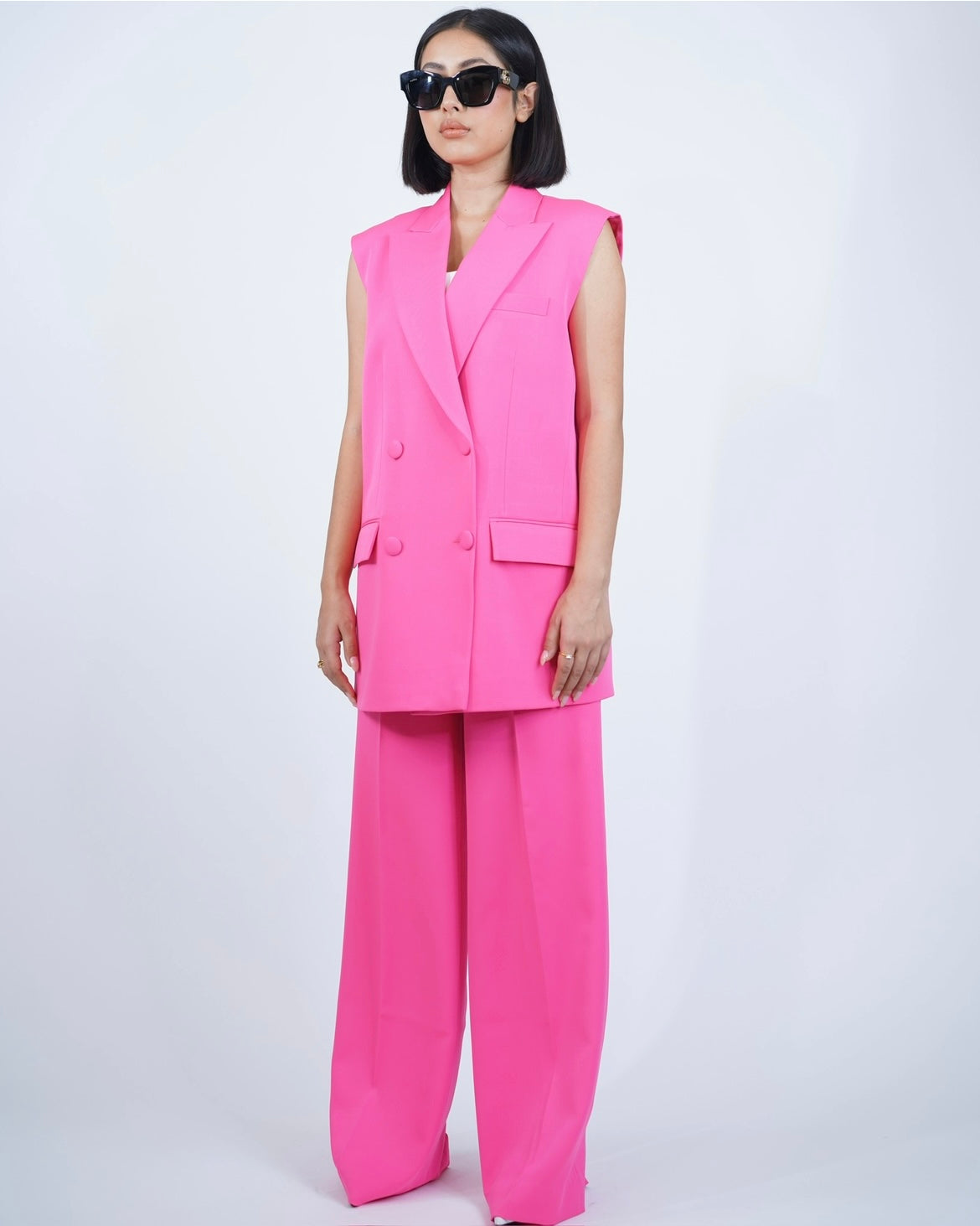 Hot Pink Sleeveless Pantsuit