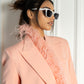 Peachy Feathered Blazer Dress