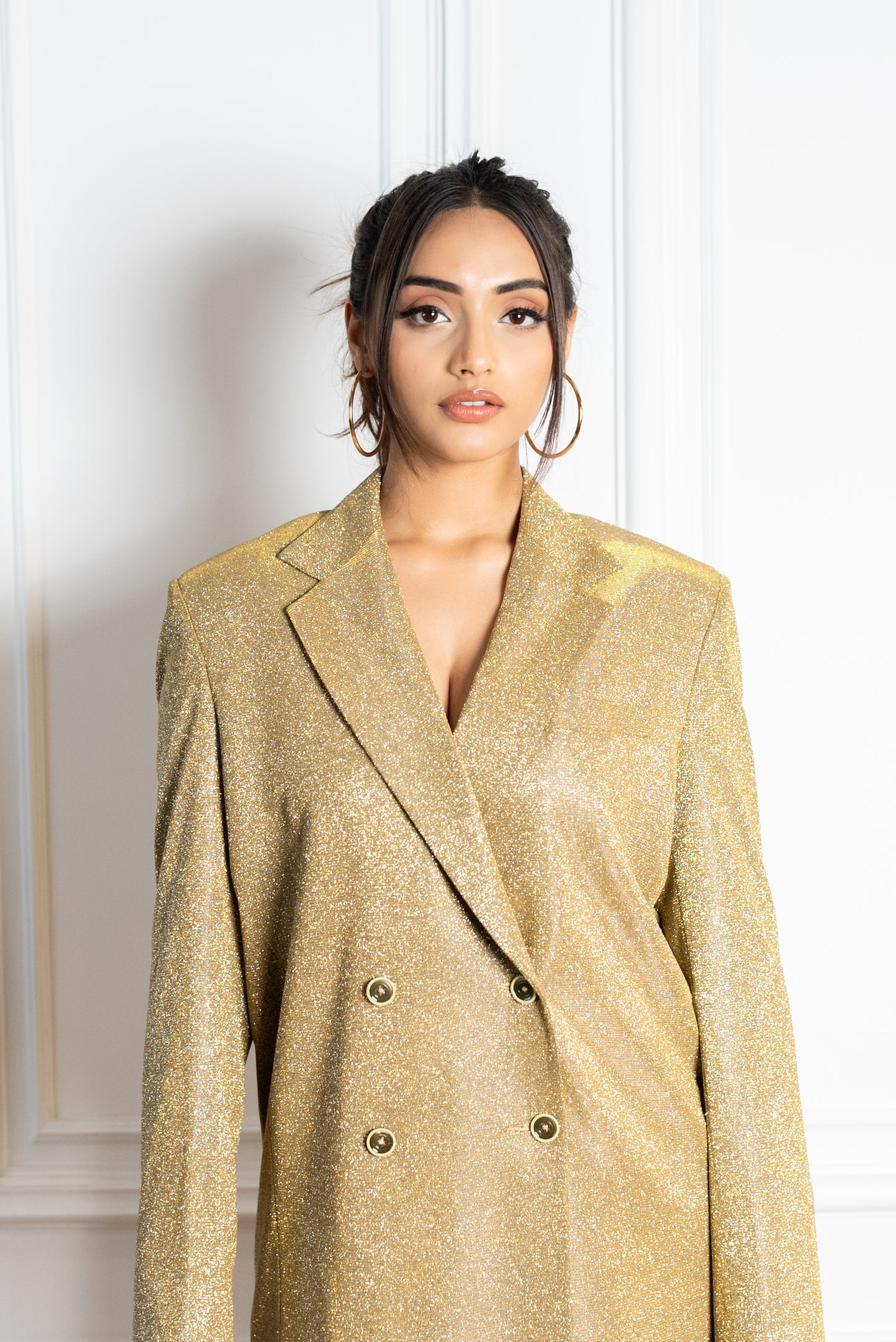 Gold Glitter Long Blazer