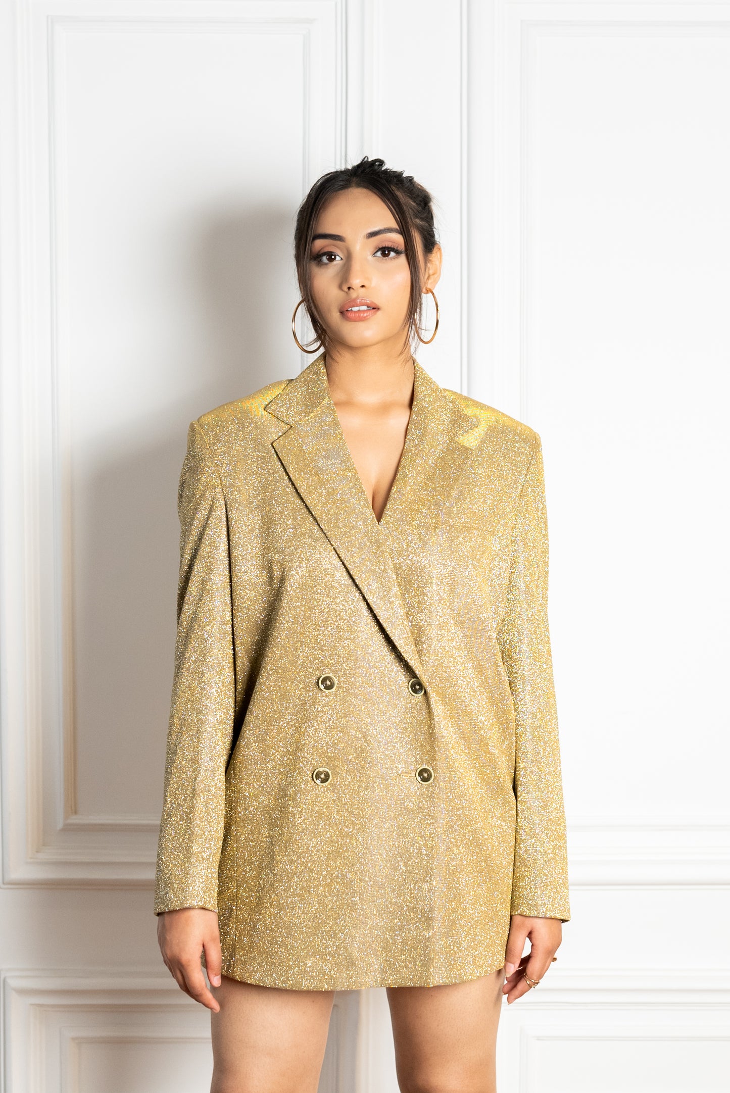 Gold Glitter Long Blazer