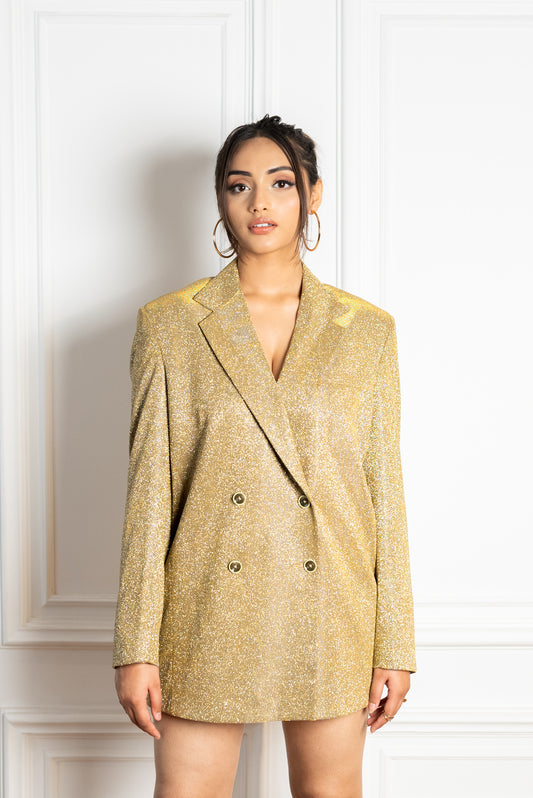 Gold Glitter Long Blazer