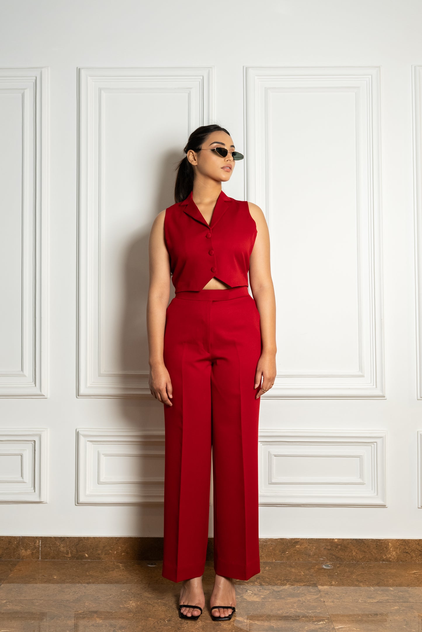 Cherry Red Waistcoat with Pants