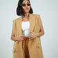 Beige Sleeveless Blazer With Shorts