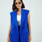 Blue Sleeveless Blazer With Shorts