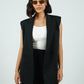 Black Sleeveless Blazer With Shorts