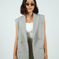 Grey Sleeveless Blazer With Shorts