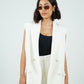 White Sleeveless Blazer With Shorts