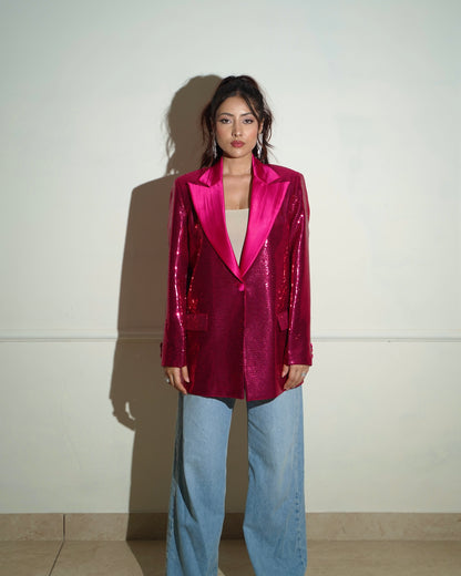 Hot Pink Sequin Blazer
