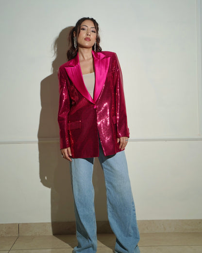 Hot Pink Sequin Blazer