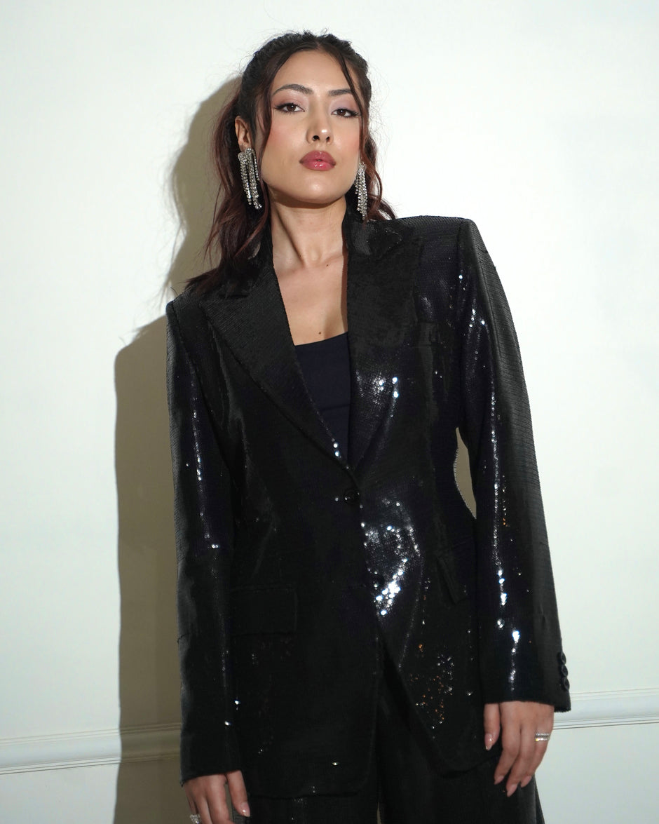Black Sequin Pantsuit
