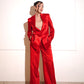 Red satin pantsuit