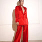 Red satin pantsuit