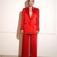 Red satin pantsuit