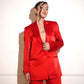 Red satin pantsuit