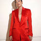 Red satin pantsuit