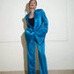 Blue satin pantsuit