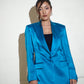 Blue satin pantsuit