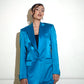 Blue satin pantsuit