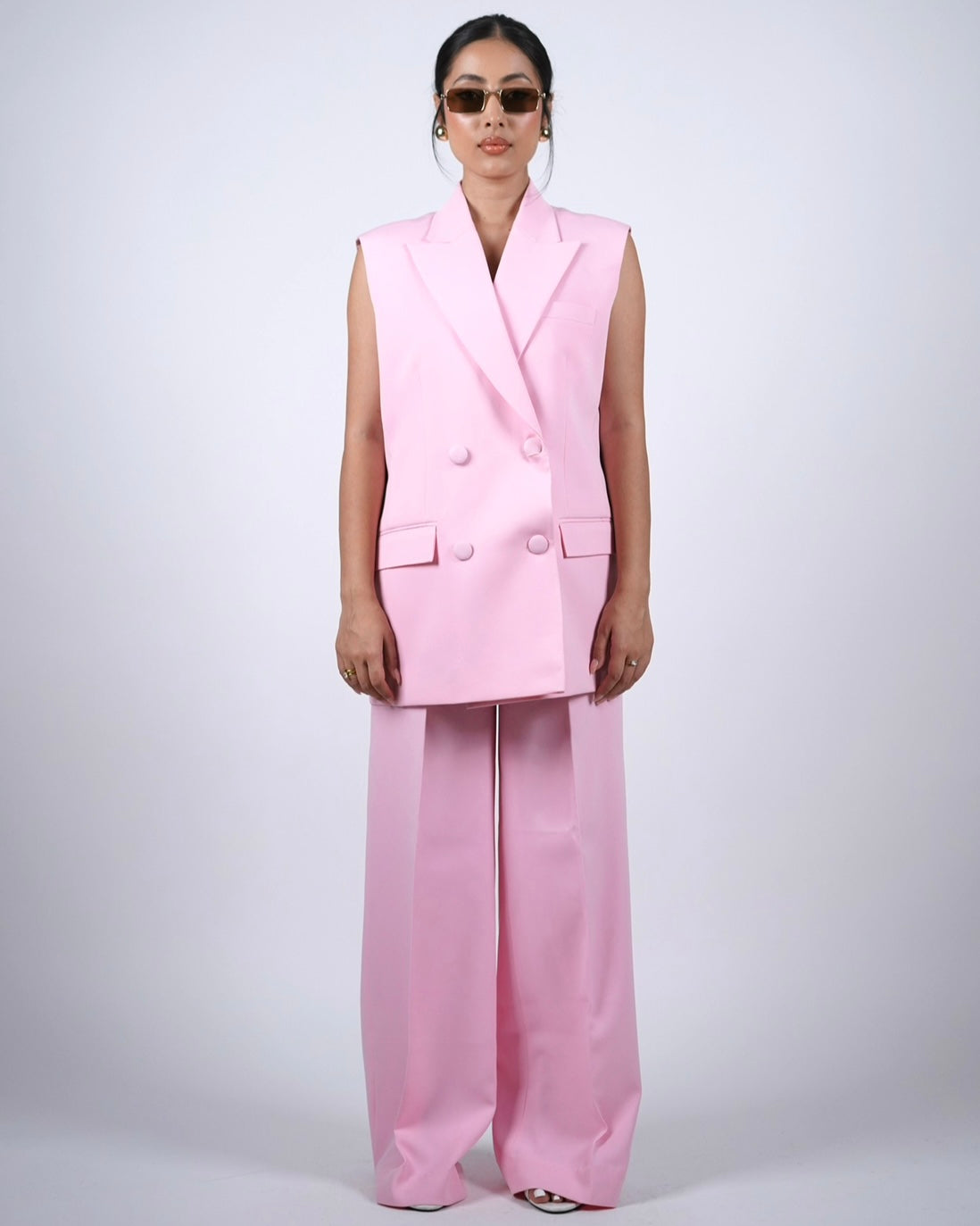 Baby Pink Sleeveless Pantsuit