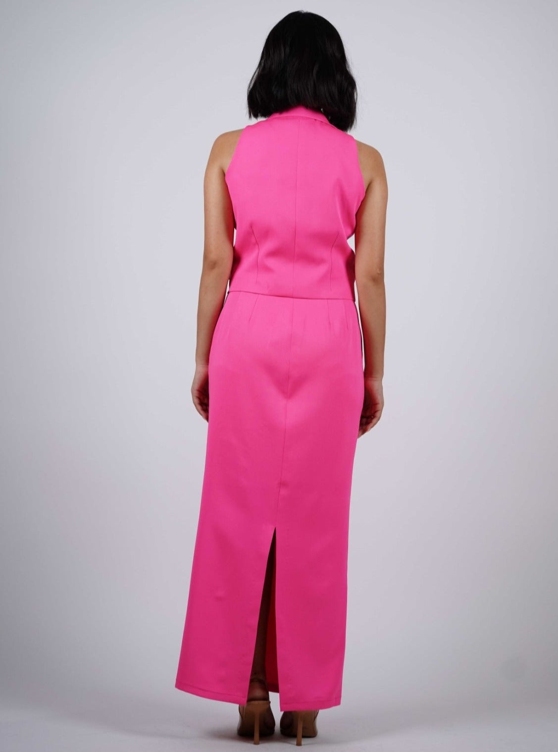 Hot Pink Waistcoat With Skirt